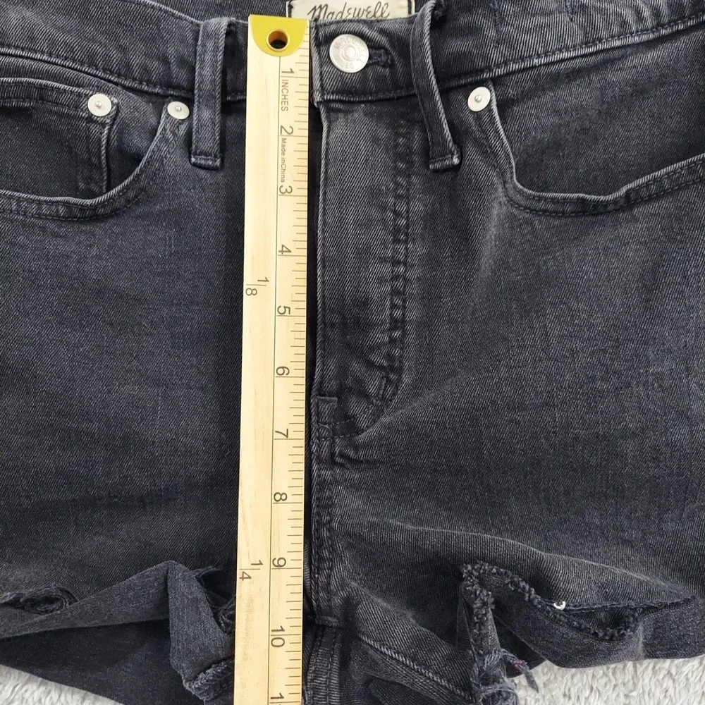 Madewell Denim Jean Shorts Women 26 Black High Rise Raw Hem Rolled Cuffed Cutoff